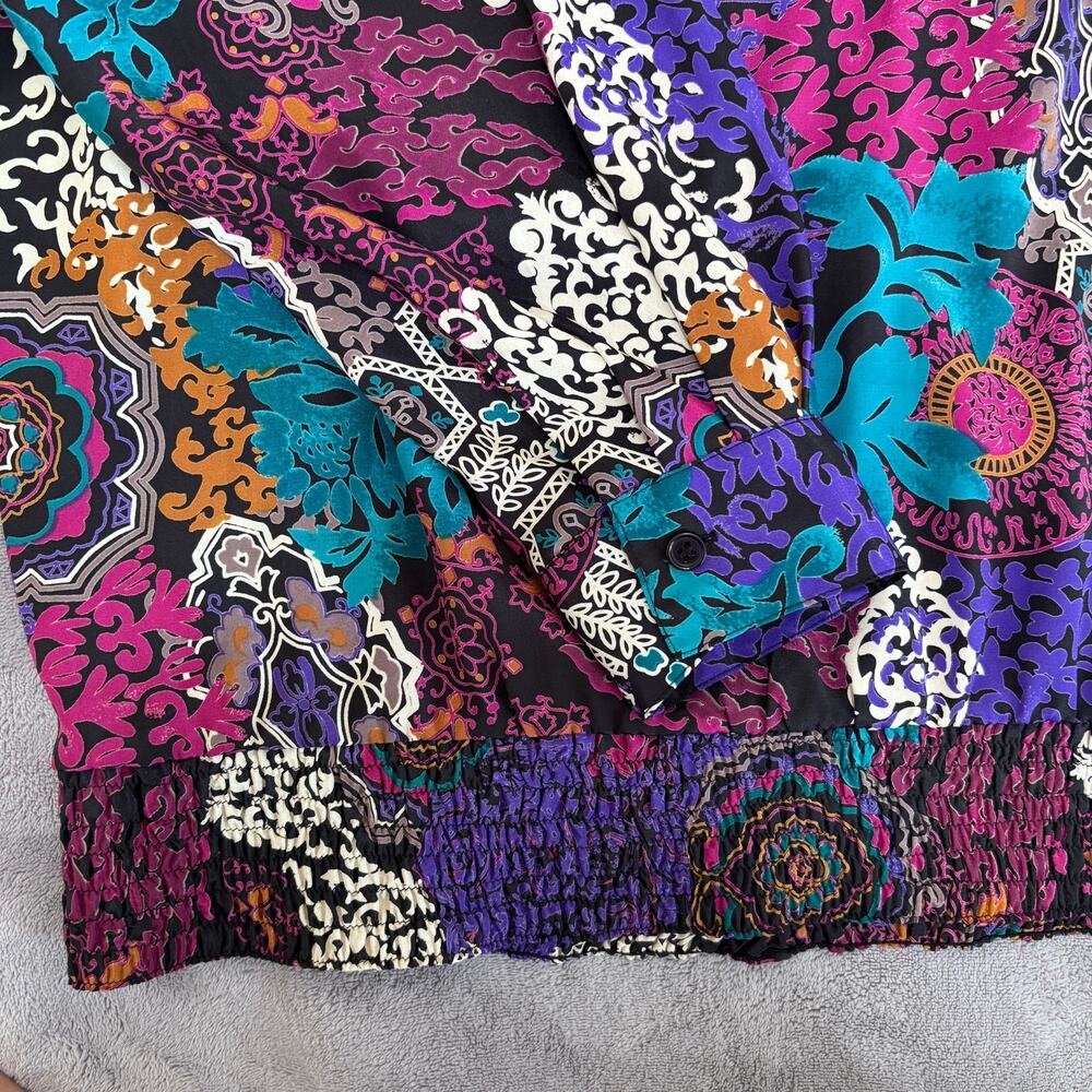 Alfred Dunner 18 Multicolor Abstract Blouse Button Up Artsy Maximalist Retro - Picture 5 of 10